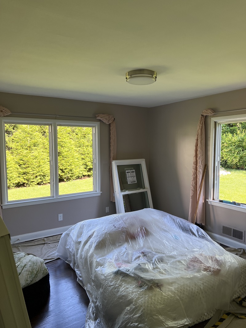 Cover the bed and surrounding with plastic for cleanness